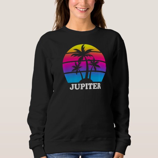 Jupiter Florida Retro Palme Tree Sunset Vacation B Sweatshirt (Vorderseite)