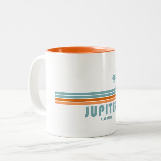 Jupiter Florida Sun Palm Trees Zweifarbige Tasse (Vorderseite Links)