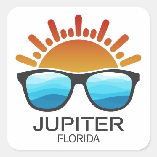 Jupiter Florida Sunglasses Quadratischer Aufkleber (Vorderseite)