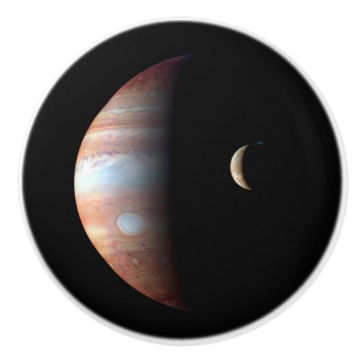Jupiter Gas Giant Planet & Io Galilean Moon Keramikknauf (Vorderseite)