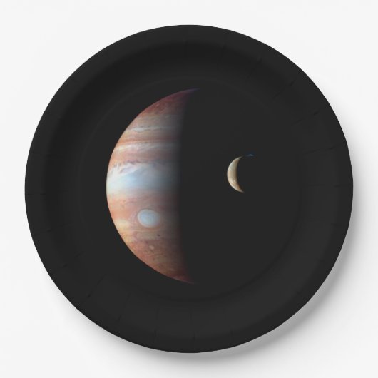 Jupiter Gas Giant Planet & Io Galilean Moon Pappteller (Vorderseite)