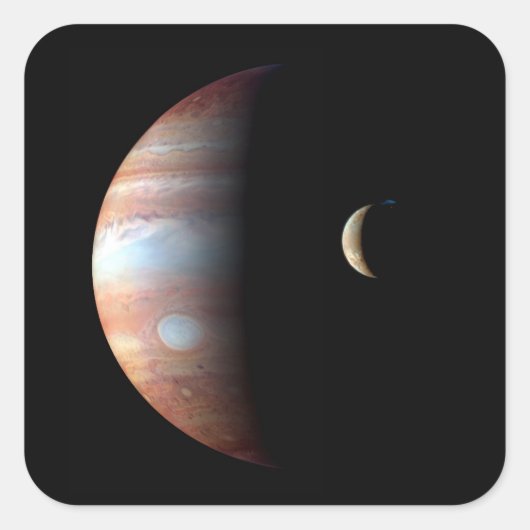 Jupiter Gas Giant Planet & Io Galilean Moon Quadratischer Aufkleber (Vorderseite)