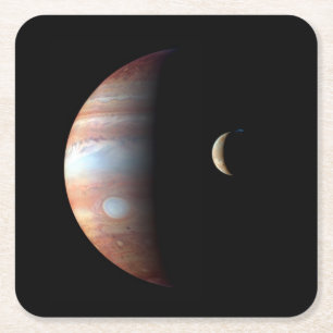 Jupiter Gas Giant Planet & Io Galilean Moon Rechteckiger Pappuntersetzer