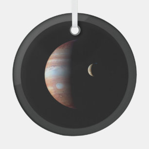 Jupiter Gasriese Planet & Io Galileischer Mond Ornament Aus Glas