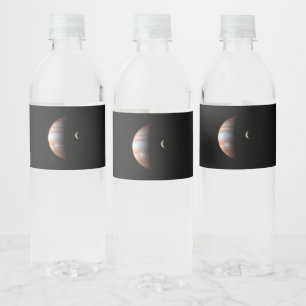 Jupiter Gasriese Planet & Io Galileischer Mond Wasserflaschenetikett