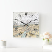 Jupiter Inlet Florida USA - Nautische Karte ~ Quadratische Wanduhr (Zuhause)