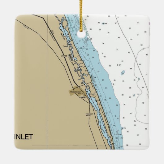 Jupiter Island and Hobe Inlet Chart Keramikornament (Rückseite)
