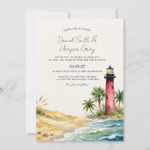 Jupiter Leuchtturm Strandhochzeit Florida Einladung