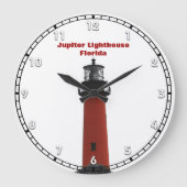 Jupiter Lighthouse Florida Red Black and White Große Wanduhr (Vorderseite)