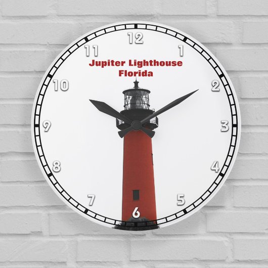 Jupiter Lighthouse Florida Red Black and White Große Wanduhr