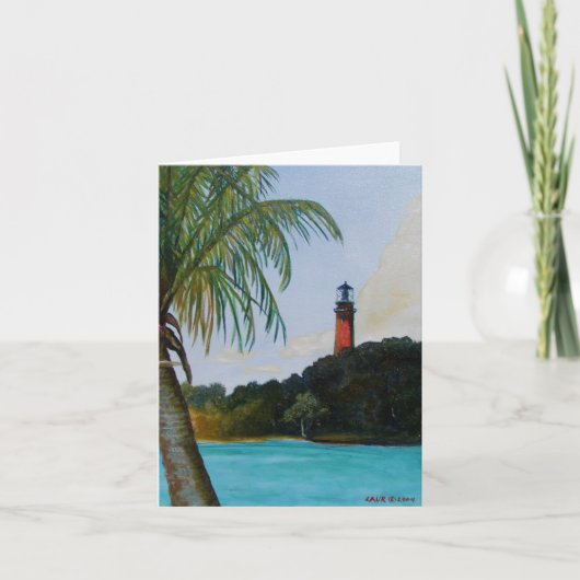 Jupiter Lighthouse mit Palm Card Karte (Vorderseite)