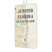 Jupiter Palm Beach Florida Nautic Chart Monogram Autolufterfrischer (Links)