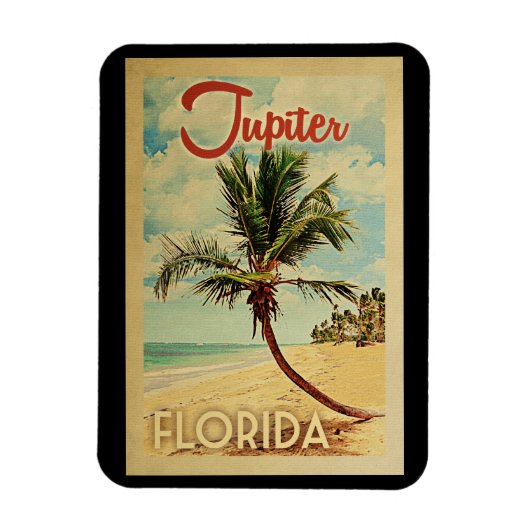 Jupiter Palm Tree Vintage Travel Magnet (Vertikal)