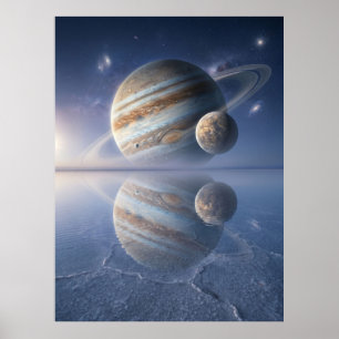 Jupiter-Reflexions-Weltraumkunst Poster