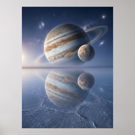 Jupiter-Reflexions-Weltraumkunst Poster (Vorne)