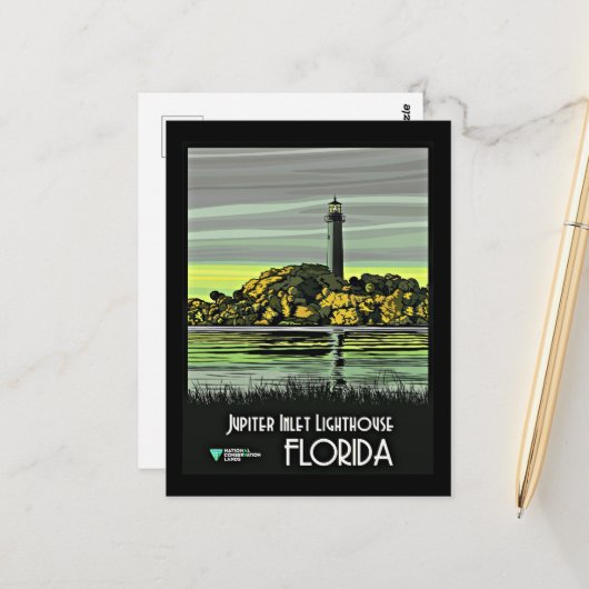 Jupiter, Reiseplakat aus Florida Postkarte (Vorderseite/Rückseite Beispiel)