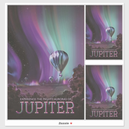 Jupiter Travel by Hot Air Ballon Bighty Auroras Aufkleber (Blatt)
