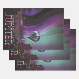 Jupiter Travel by Hot Air Ballon Bighty Auroras Geschenkpapier Set