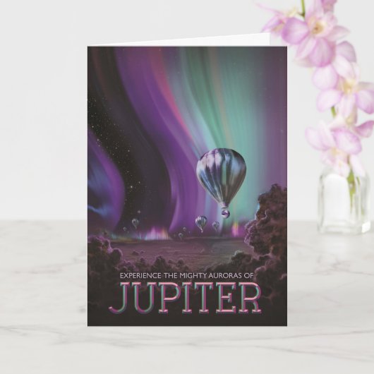 Jupiter Travel by Hot Air Ballon Bighty Auroras Karte (Orchidee)