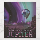 Jupiter Travel by Hot Air Ballon Bighty Auroras Weinetikett (Einzelnes Label)