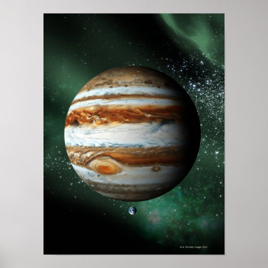 Jupiter und Erdvergleich Poster (Vorne)