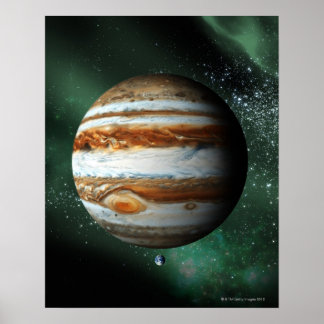 Jupiter und Erdvergleich Poster