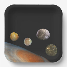 Jupiter und Vier Monde Galiläa Satellites Pappteller