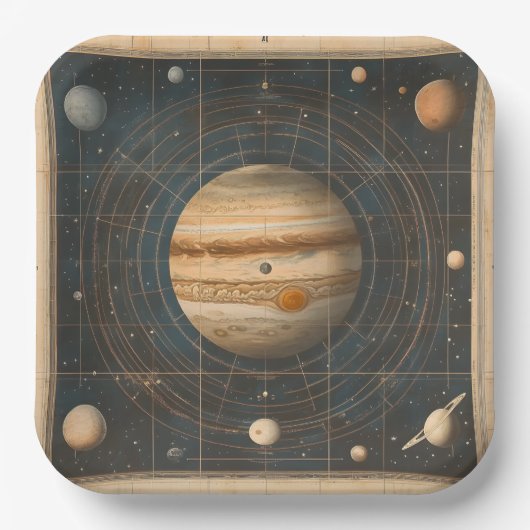 Jupiter-zentrierte Celestial Chart Design Pappteller (Vorderseite)