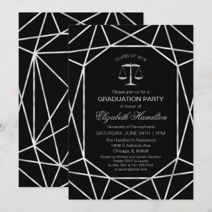 Jura School Graduation Party Foil Silver Geometric Einladung