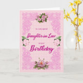 Jura-Tochter Geburtstag mit rosa Rosenkarte Karte (Gelbe Blume)