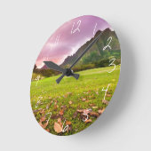 Jurasonnenuntergang Runde Wanduhr (Winkel)