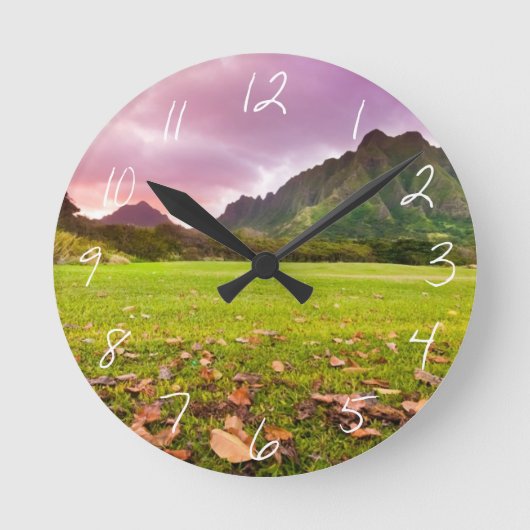 Jurasonnenuntergang Runde Wanduhr (Vorderseite)