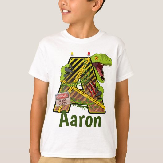 Jurassic Alphabet | Individuelle Name des Anfangss T-Shirt (Vorderseite)