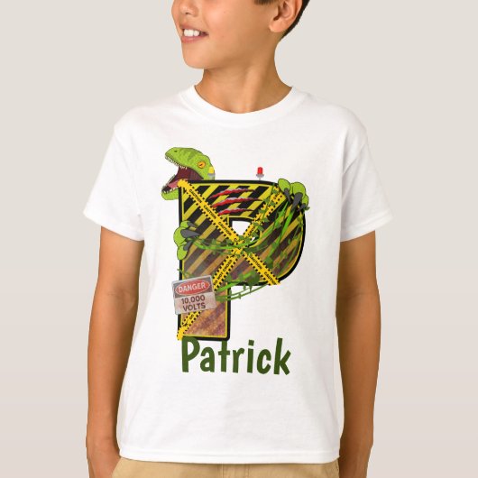 Jurassic Alphabet | Individuelle Name des Anfangss T-Shirt (Vorderseite)