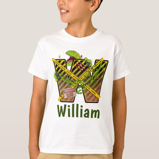 Jurassic Alphabet | Individuelle Name des Anfangss T-Shirt (Vorderseite)