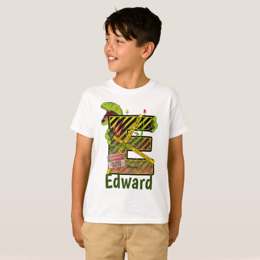 Jurassic Alphabet | Individuelle Name des Anfangss T-Shirt (Vorne ganz)