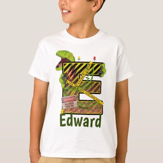 Jurassic Alphabet | Individuelle Name des Anfangss T-Shirt (Vorderseite)