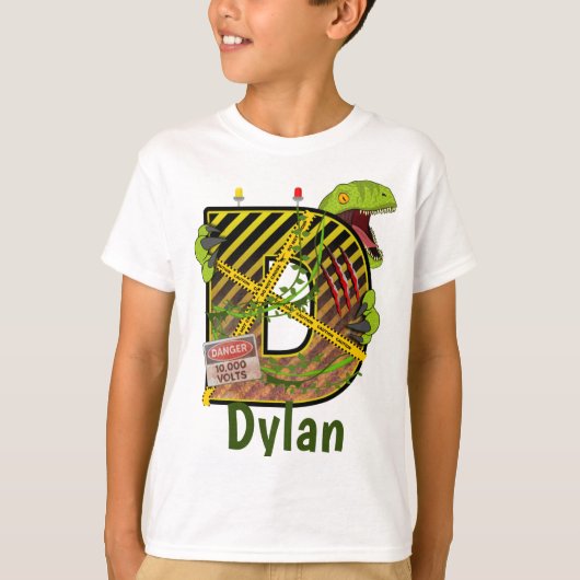 Jurassic Alphabet | Individuelle Name des Anfangss T-Shirt (Vorderseite)
