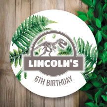 Jurassic Birthday Party Round Sticker