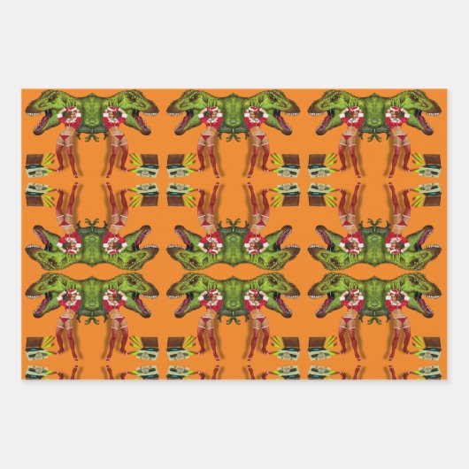 Jurassic Christmas Pin-Up Geschenkpapier Set (Vorderseite 2)