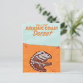 Jurassic Coast Devon Cartoon Reiseplakat Postkarte (Stehend Vorderseite)