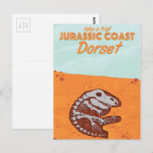 Jurassic Coast Devon Cartoon Reiseplakat Postkarte (Vorne/Hinten)