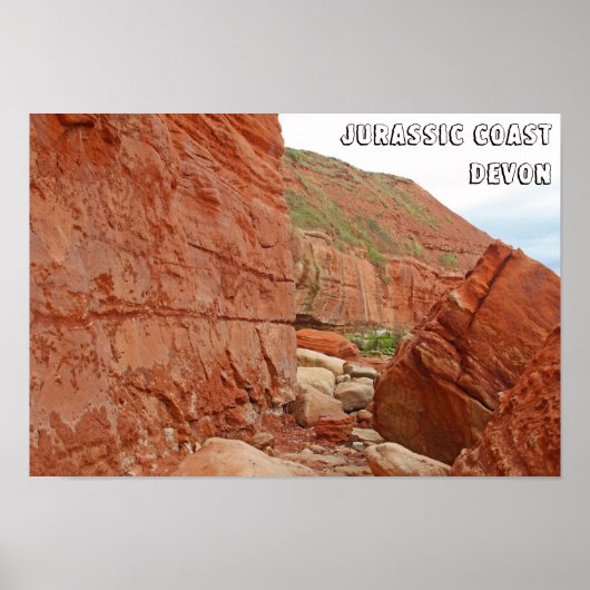Jurassic Coast red rocks, Devon, England Poster (Vorne)