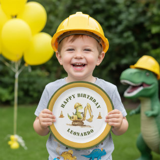 Jurassic Construction Zone Boy Birthday Pappteller