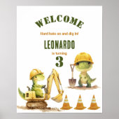 Jurassic Construction Zone Boy Birthday Welcome Poster (Vorne)