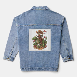 Jurassic-Cowboy-Schädel � Lustiger Dino-Rodeo Jeansjacke