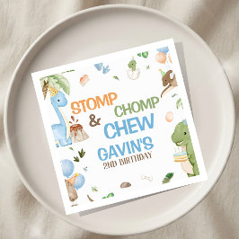 Jurassic Cute Dinosaur Birthday Party Paper Napkin Serviette