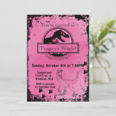 Jurassic Dino Pink Einladung (Stehend Vorderseite)