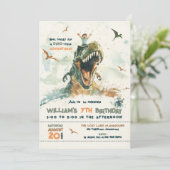 Jurassic Dino Ride Birthday Party Einladung (Stehend Vorderseite)