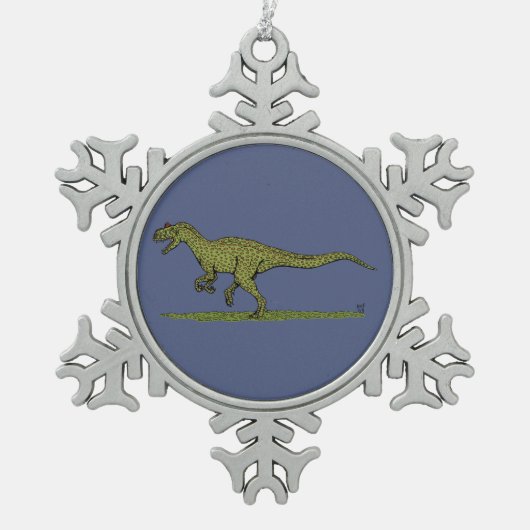 Jurassic Dinosaur Allosaurus Schneeflocken Zinn-Ornament (Vorderseite)